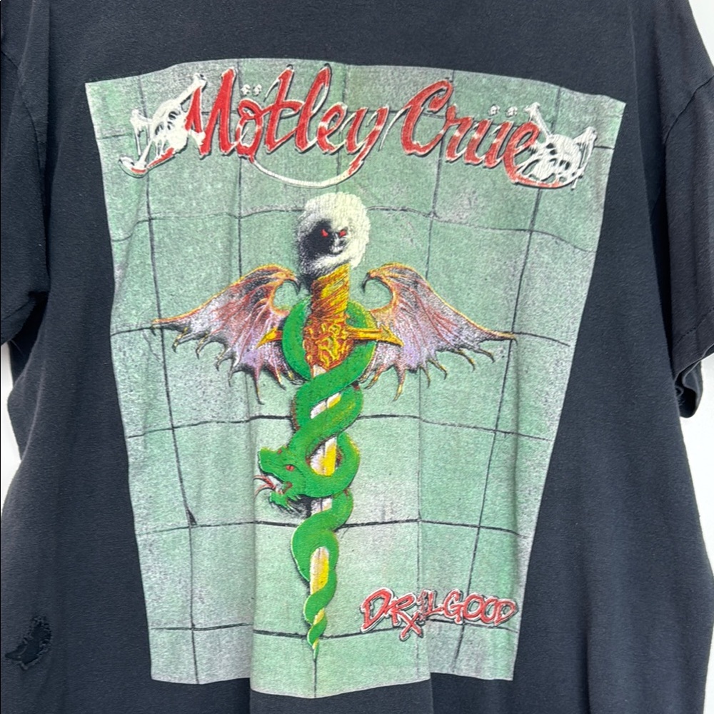 Rare Motley Crue Dr Feel Good Vintage Graphic T-Shirt - Navy